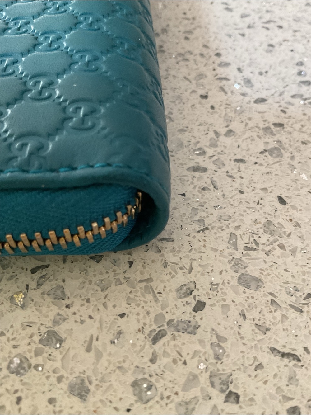 Gucci Guccissima Zip Around Teal Wallet - Picture 10 of 15